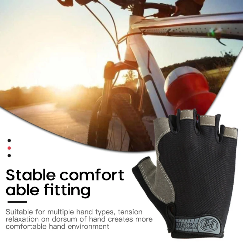 1 пара Противоскользящих Гелевых Велосипедных перчаток на половину пальца, Велосипедные Перчатки для левой и правой руки, Противоударные спортивные перчатки для шоссейного велосипеда MTB, Ветрозащитные . ' - ' . 4