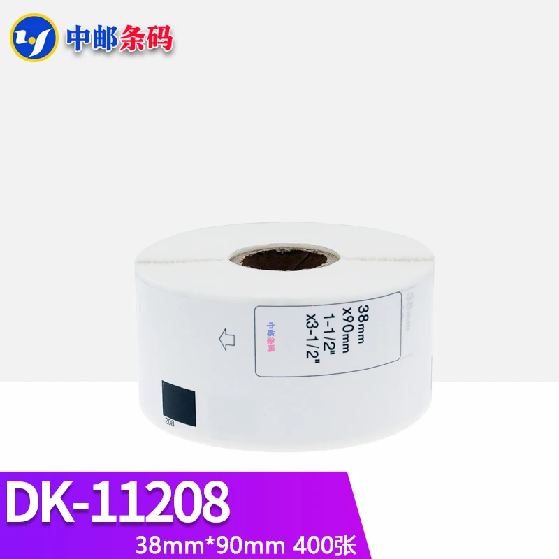 1 Рулон Совместимой этикетки DK-11208 38*90 мм для высечки белой бумаги для принтера Brother DK11208 DK-1208 . ' - ' . 1