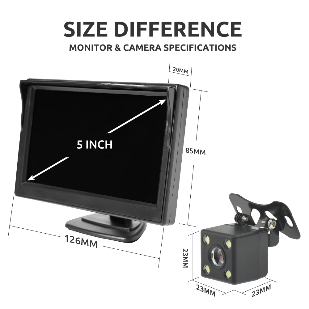 BINWEI 5-дюймовый Монитор камеры заднего вида автомобиля для видео парковки автомобиля, светодиодная камера ночного видения HD заднего вида с экранным дисплеем . ' - ' . 2
