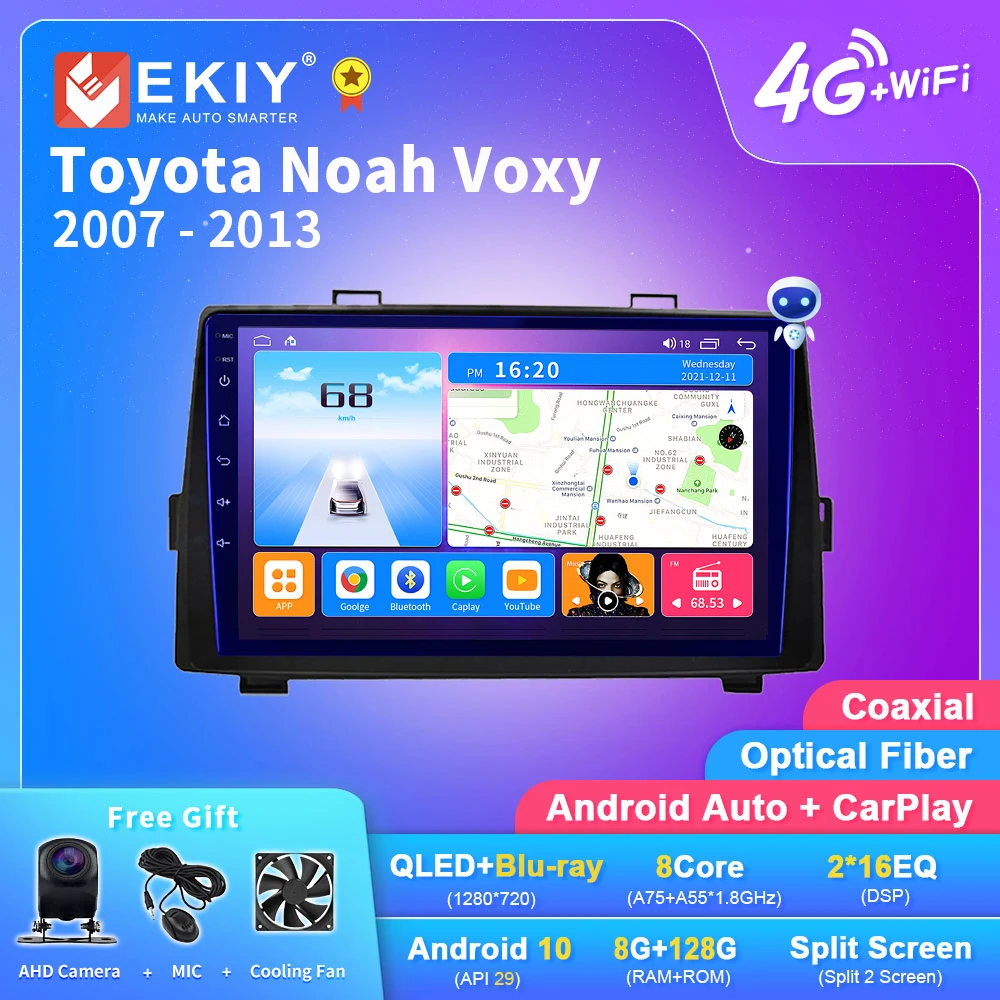 EKIY T7 QLED DSP Автомобильный Радиоприемник Для Toyota Noah Voxy 2007-2013 Стерео Мультимедийный Видеоплеер Навигация Android 10,0 2Din Carplay HU . ' - ' . 0