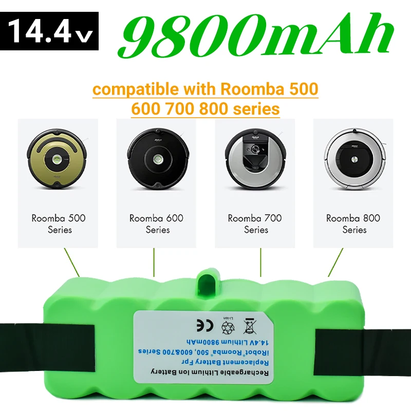 iRobot Roomba 500 600 700 800 серии 560 620 650 700 770 780 880 новая литиевая аккумуляторная батарея 14,4 V 9800 mAh . ' - ' . 0