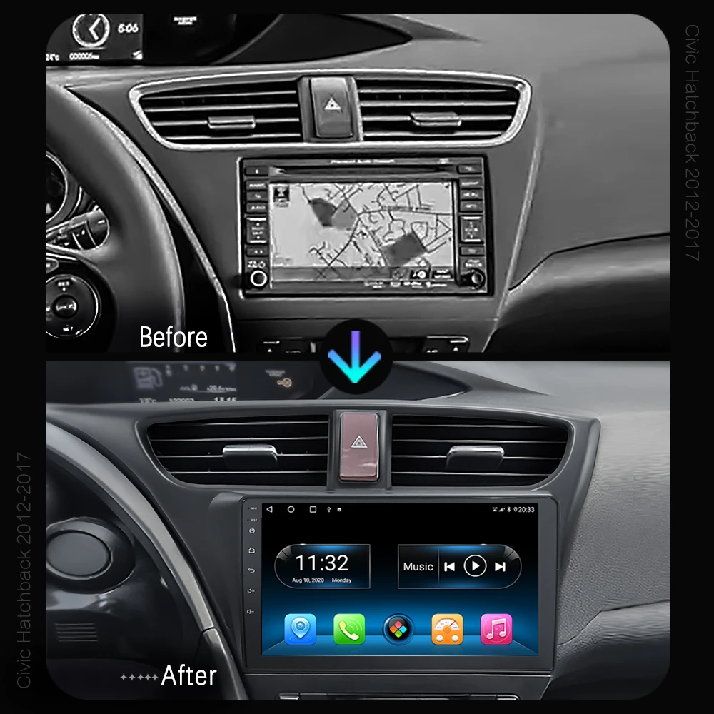KAIER Восьмиядерный Android 10 6 + 128 Г CATRONICS для Honda Civic Хэтчбек 2012-2017 Автомобильный DVD Мультимедийный Радио GPS Плеер с DSP 4G . ' - ' . 1