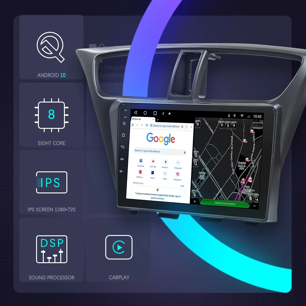 KAIER Восьмиядерный Android 10 6 + 128 Г CATRONICS для Honda Civic Хэтчбек 2012-2017 Автомобильный DVD Мультимедийный Радио GPS Плеер с DSP 4G . ' - ' . 3