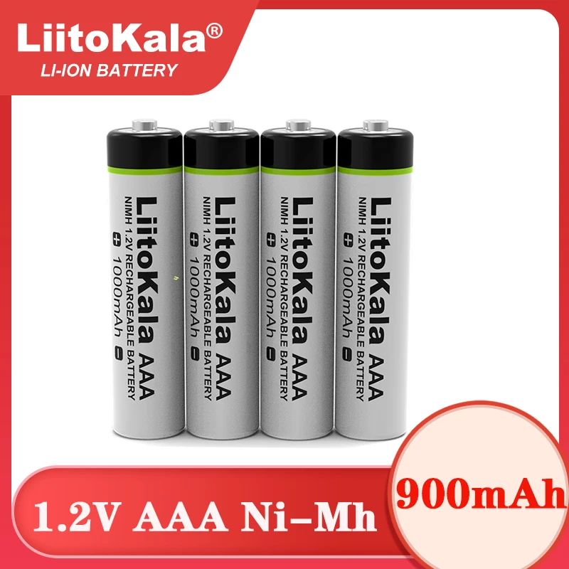 LiitoKala Оригинальный аккумулятор AAA 900 мАч NiMH 1,2 В, аккумуляторная батарея для фонарика, игрушек, пульта дистанционного управления . ' - ' . 0