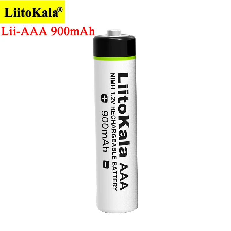 LiitoKala Оригинальный аккумулятор AAA 900 мАч NiMH 1,2 В, аккумуляторная батарея для фонарика, игрушек, пульта дистанционного управления . ' - ' . 1