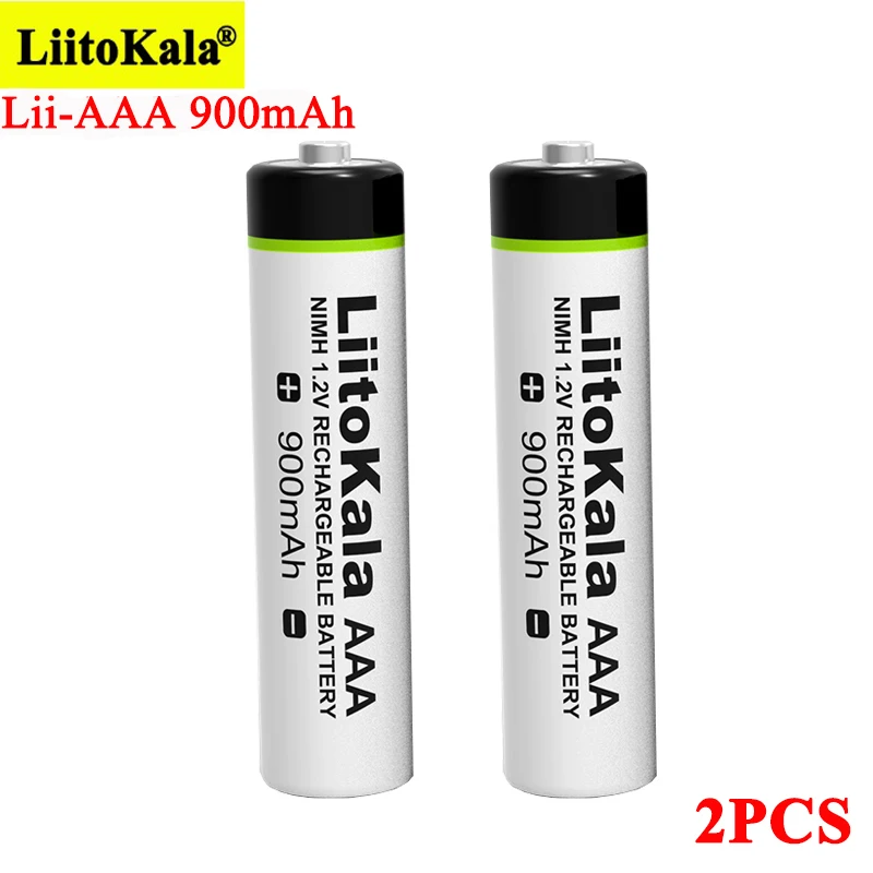 LiitoKala Оригинальный аккумулятор AAA 900 мАч NiMH 1,2 В, аккумуляторная батарея для фонарика, игрушек, пульта дистанционного управления . ' - ' . 2