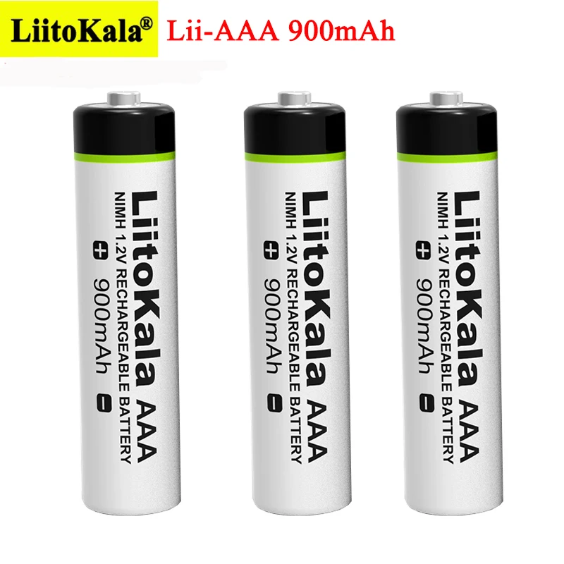 LiitoKala Оригинальный аккумулятор AAA 900 мАч NiMH 1,2 В, аккумуляторная батарея для фонарика, игрушек, пульта дистанционного управления . ' - ' . 3