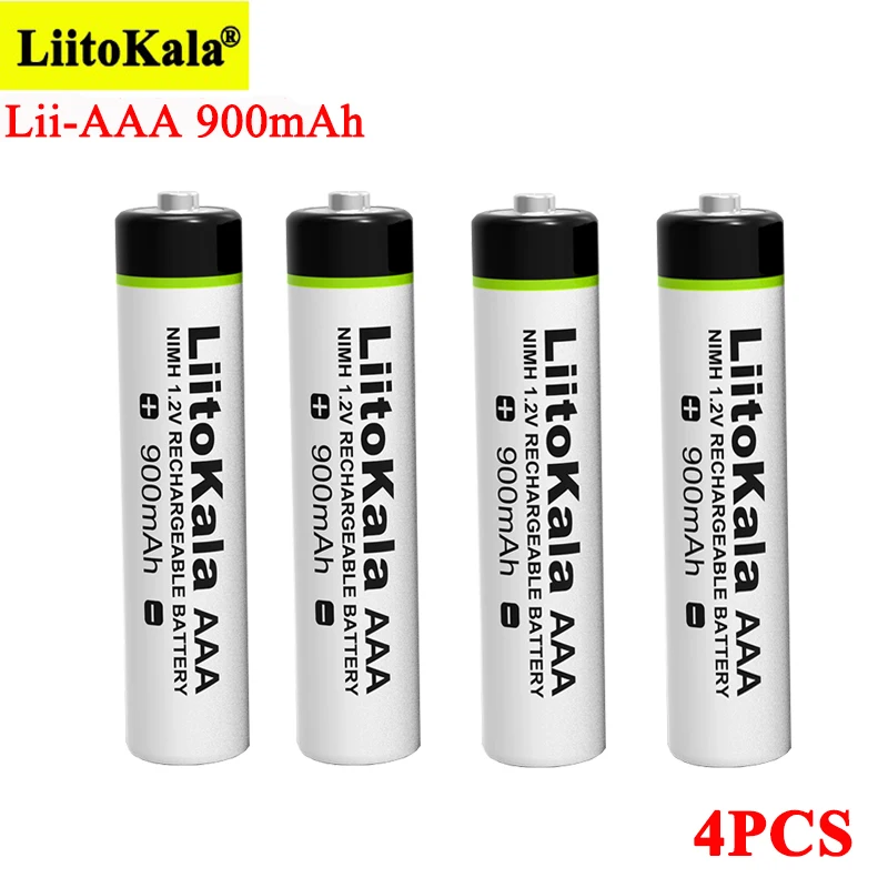 LiitoKala Оригинальный аккумулятор AAA 900 мАч NiMH 1,2 В, аккумуляторная батарея для фонарика, игрушек, пульта дистанционного управления . ' - ' . 4