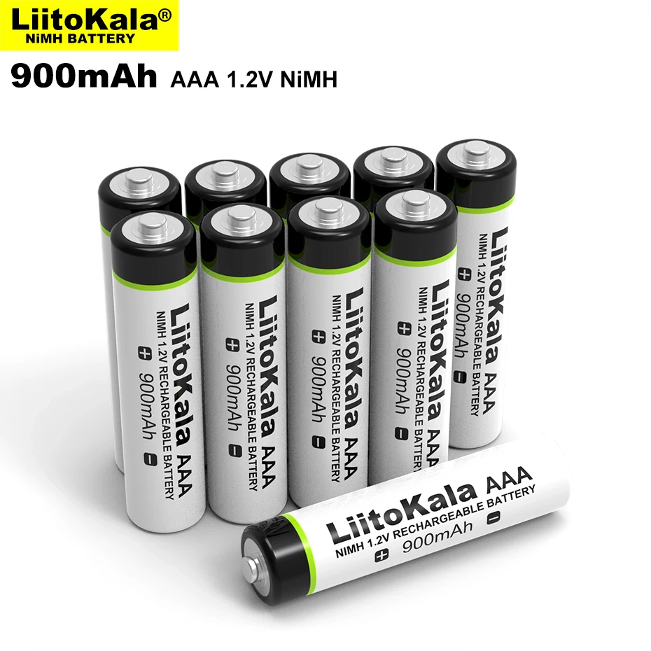 LiitoKala Оригинальный аккумулятор AAA 900 мАч NiMH 1,2 В, аккумуляторная батарея для фонарика, игрушек, пульта дистанционного управления . ' - ' . 5