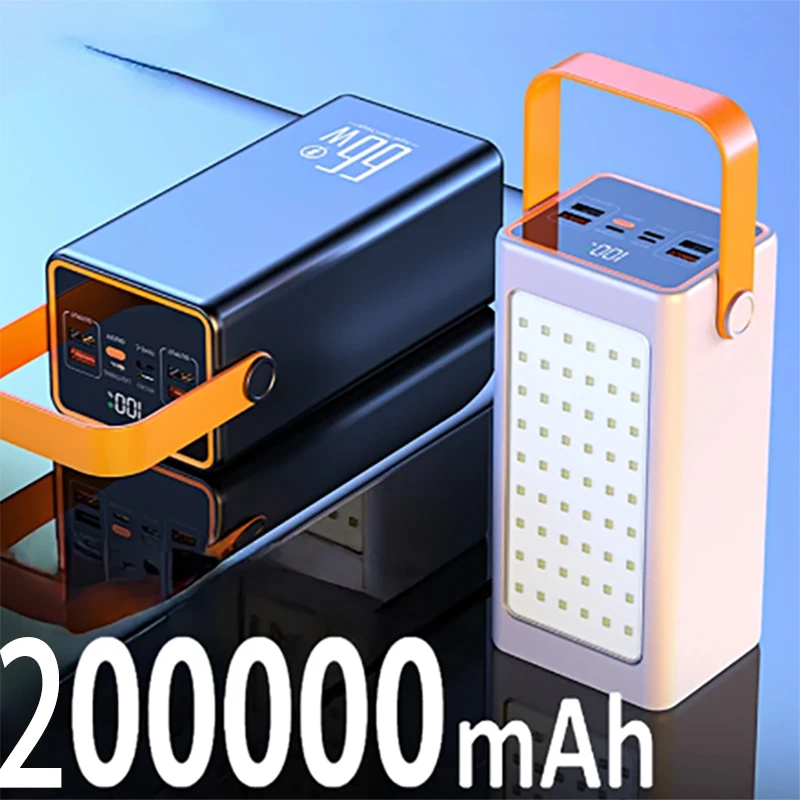 Power Bank 200000 мАч Высокой Емкости 66 Вт Быстрое Зарядное Устройство Powerbank для iPhone Ноутбук Batterie Externe СВЕТОДИОДНЫЙ Фонарь для Кемпинга . ' - ' . 0