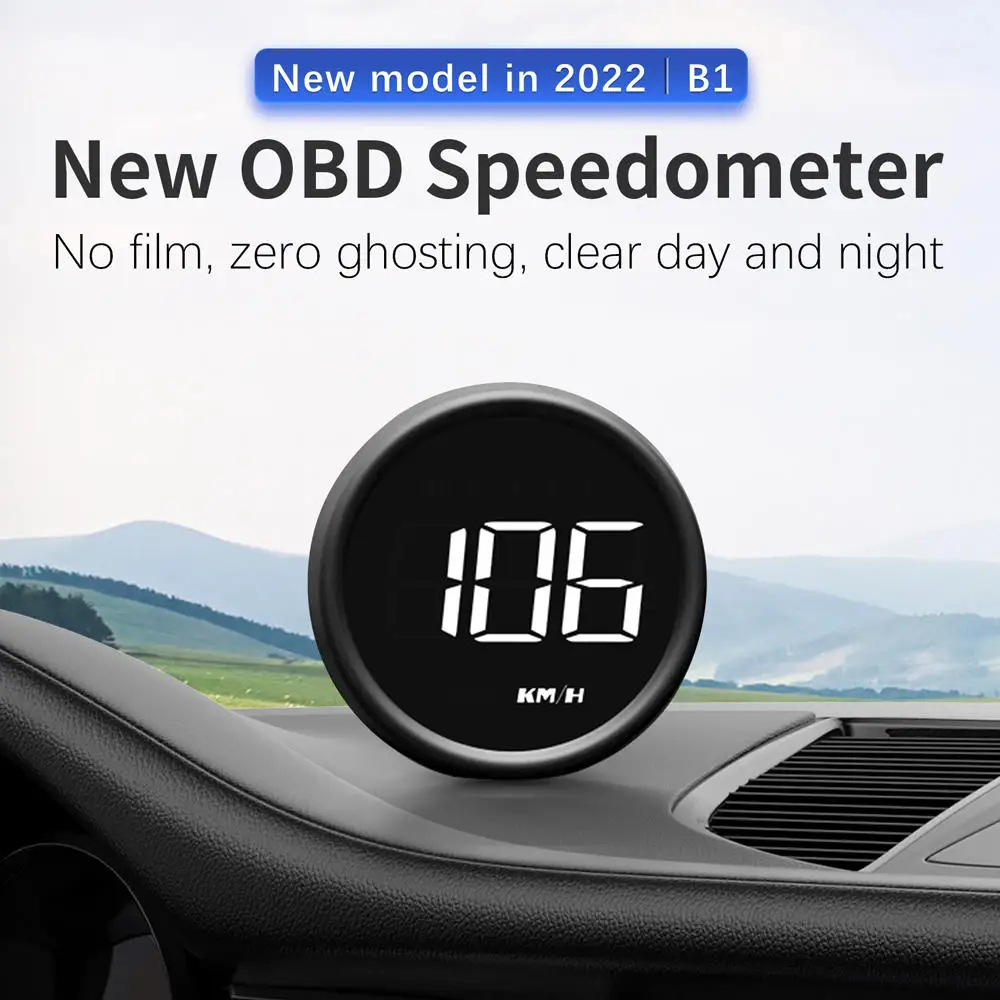 Автомобильный HUD-дисплей OBD2, Умный цифровой Спидометр, Одометр, Охранная сигнализация, температура воды, обороты в минуту Для автомобильных аксессуаров . ' - ' . 1