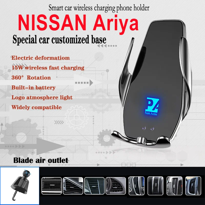 Автомобильный держатель сотового мобильного телефона, беспроводное зарядное устройство 15 Вт, навигационный кронштейн, Поддержка GPS, Вращающийся на 360 градусов Для Nissan Ariya . ' - ' . 0