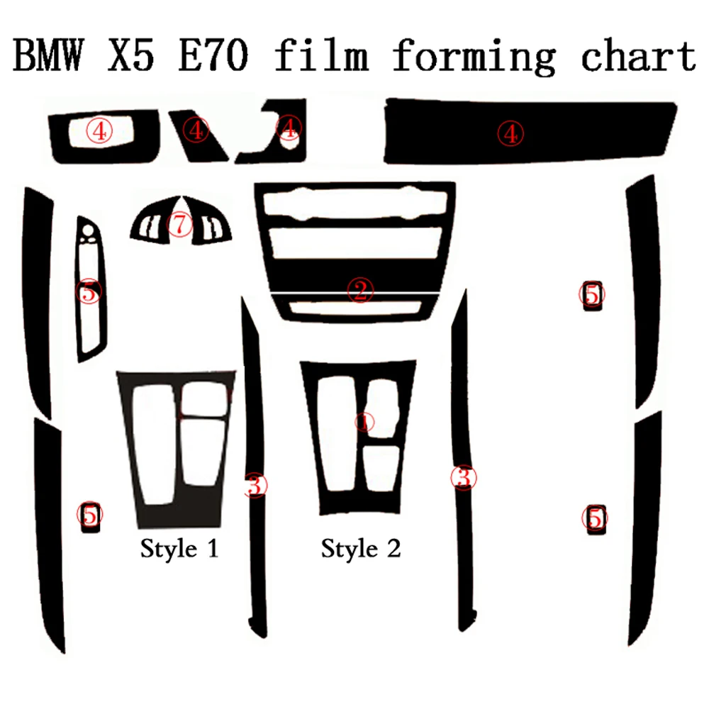 Для BMW X5 E70/X6 E71 Внутренняя Центральная панель Управления Дверная ручка 3D/5D Наклейки из углеродного волокна, наклейки Для стайлинга автомобилей . ' - ' . 3