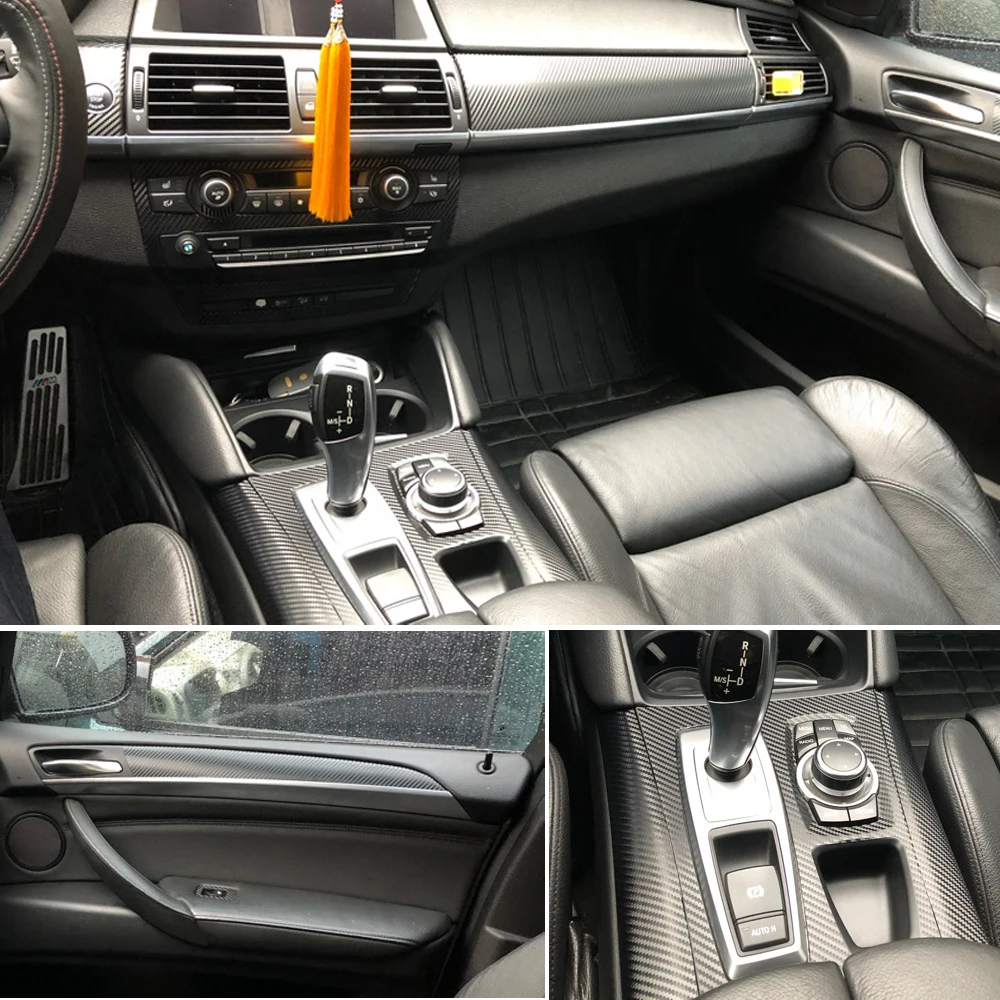 Для BMW X5 E70/X6 E71 Внутренняя Центральная панель Управления Дверная ручка 3D/5D Наклейки из углеродного волокна, наклейки Для стайлинга автомобилей . ' - ' . 4