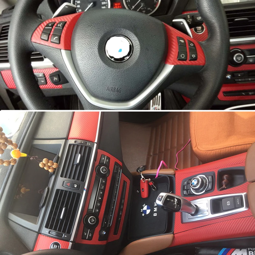 Для BMW X5 E70/X6 E71 Внутренняя Центральная панель Управления Дверная ручка 3D/5D Наклейки из углеродного волокна, наклейки Для стайлинга автомобилей . ' - ' . 5