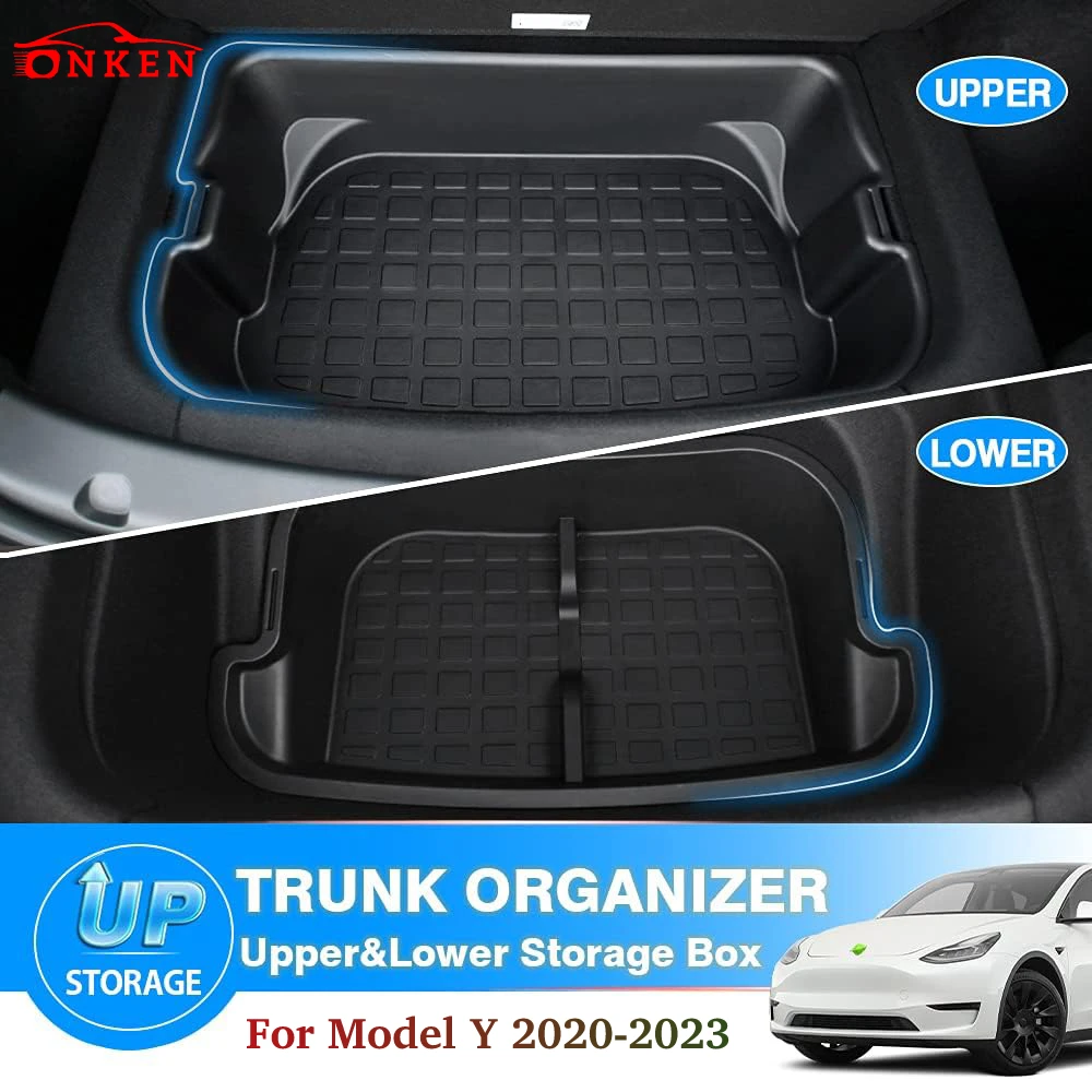 Органайзер для багажника Tesla Model Y на 2020-2023 годы, Лоток для органайзера для хранения в багажнике, верхние и нижние задние ящики для хранения, Коврик для багажника, Коробка для хранения . ' - ' . 0