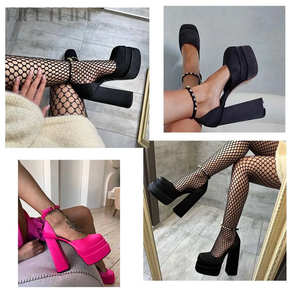 Пикантные женские туфли-лодочки на высоком каблуке, Элегантные брендовые туфли-лодочки Mary Janes на платформе, Роскошные вечерние свадебные туфли с украшением в виде Кристаллов, Модная Женская обувь . ' - ' . 4