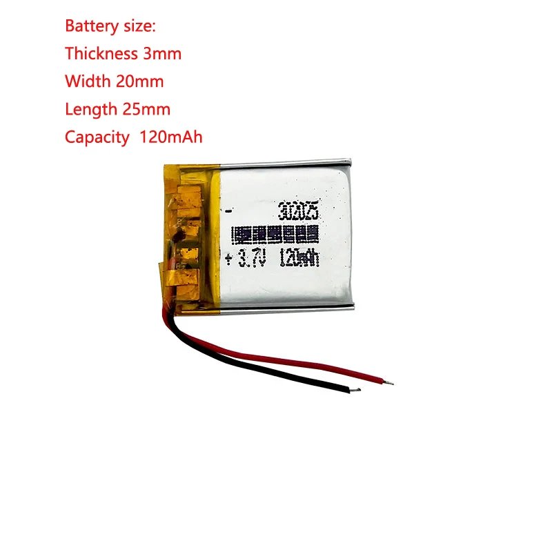 Самые маленькие батареи Lipo 302025 3,7 В 100 мАч, литий-полимерный аккумулятор для Bluetooth-гарнитуры, смарт-часов . ' - ' . 0