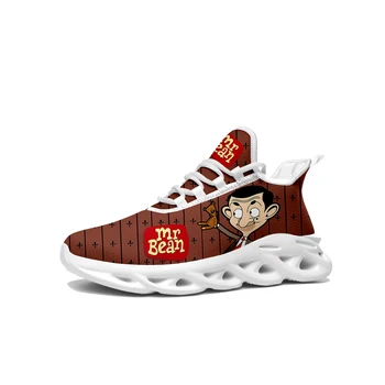 Кроссовки Mr Bean на плоской подошве Мужские Женские подростковые спортивные кроссовки Для бега Высокого Качества с милым плюшевым Рисунком на заказ, сетчатая обувь на шнуровке