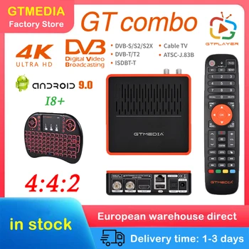 Спутниковый ТВ-ресивер GTMEDIA GT Комбинированный DVB-S2/T2/C ресивер ccam BT4.1 4K 8K Android 9,0 2G + 16G TV BOX M3U Ccam встроенный WiFi
