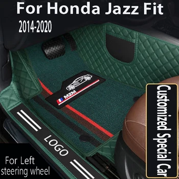 Высококачественные Изготовленные на заказ Кожаные коврики для багажника автомобиля Honda Jazz Fit 2014-2020, Коврик для заднего багажника, Лоток, Ковер, Грязь