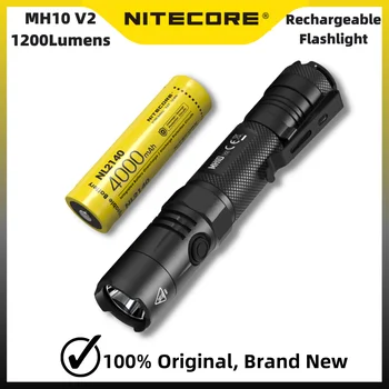 Оригинальный фонарик NITECORE MH10 V2 Использует CREE XP-L2 V6 LED 1200 Люмен USB Перезаряжаемый Ультралегкий с батареей 18650