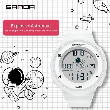 Женские часы SANDA Минималистичный дизайн, силиконовый ремешок, циферблат Астронавта, Креативные Женские Мужские цифровые наручные часы Relogio Feminino