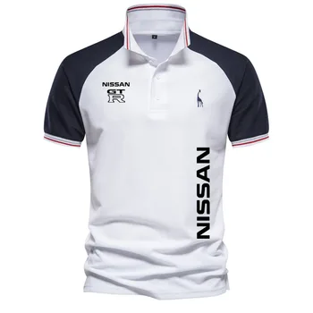 Новая мужская рубашка поло из 100% хлопка, летняя мужская одежда с логотипом автомобиля GTR, высококачественная модная повседневная мужская рубашка для гольфа, топ