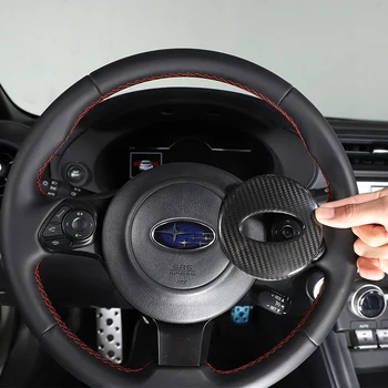 Для Subaru BRZ 2012-2022 Декоративная наклейка с логотипом рулевого колеса автомобиля, аксессуары для защиты рулевого колеса из настоящего углеродного волокна