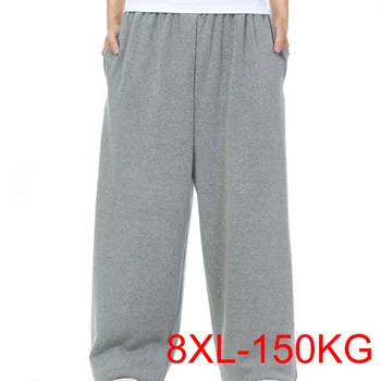 Зимние осенние мужские брюки 5XL 6XL 7XL 8XL, талия 140 см, мужские брюки больших размеров