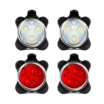 4 Комплекта USB перезаряжаемых велосипедных фонарей, передний и задний светодиодные велосипедные фонари для ночной езды, аксессуары для Велосипедов