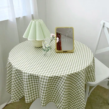 Пылезащитная клетчатая скатерть, корейская скатерть, простое покрытие обеденного стола, прямоугольная фоновая ткань для фотографий, декор для гостиной 식탁보