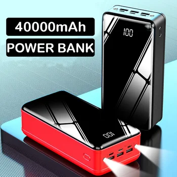 40000mAh Power Bank Станция быстрой зарядки, внешний аккумулятор высокой емкости, светодиодная подсветка для iPhone Samsung, ноутбук iPad