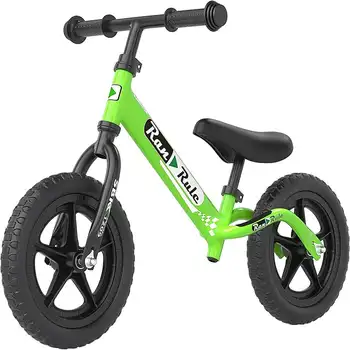 Балансировочный велосипед для малышей в возрасте 2-5 лет, прочная рама из углеродистой стали, 12-дюймовое колесо EVA, зеленый