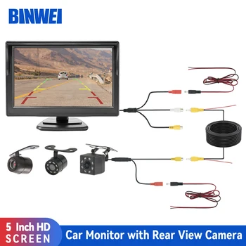 BINWEI 5-дюймовый Монитор камеры заднего вида автомобиля для видео парковки автомобиля, светодиодная камера ночного видения HD заднего вида с экранным дисплеем