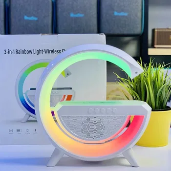 Креативный ночник Bluetooth Динамик Smart BigG Красочная атмосферная лампа для мобильного телефона, беспроводная зарядка, прикроватный светодиодный ночник