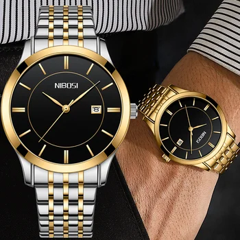 2023 Модные Мужские часы NIBOSI, Лучший бренд класса Люкс, Спортивные, Водонепроницаемые, с Золотым Календарем, Простые Часы, Мужские Кварцевые часы Relogio Masculino