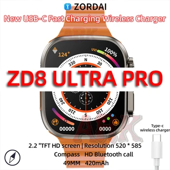 Оригинальные Смарт-часы ZD8 Ultra Pro для Мужчин и Женщин BT Call 2,2 дюймов NFC Type-c Беспроводное Зарядное устройство Z8Ultramax Smartwatch для Xiaomi