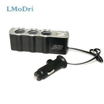 LMoDri Необычный Автомобильный Прикуриватель Розетки для Разветвителя Питания USB DC Зарядное устройство Адаптер 12V 3-полосный