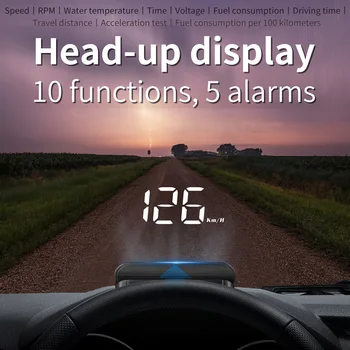 OBD2 HUD Головной Дисплей GPS Спидометр Температура воды Часы для Автомобиля Расход топлива Сигнализация Превышения Скорости Автомобильные Аксессуары