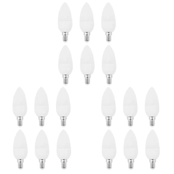 18 Шт. Светодиодные лампы, лампочки в форме свечей, подсвечники 2700K AC220-240V, E14 470LM 3 Вт, холодный белый