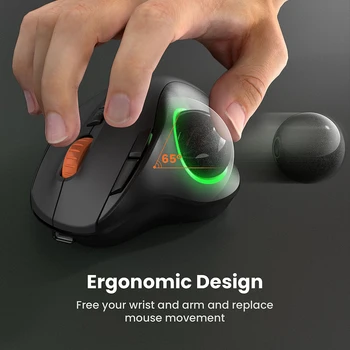 Беспроводная мышь для трекбола SeenDa Компьютерная Эргономичная мышь Перезаряжаемая мышь Bluetooth 3 устройства для подключения ПК Ноутбука iPad