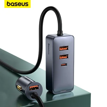 Baseus 120 Вт Автомобильный Разветвитель Прикуривателя QC 3,0 PD 3,0 USB Автомобильное Зарядное Устройство PD 20 Вт Быстрая Зарядка Для Iphone Автомобильный Адаптер USB-Розетки