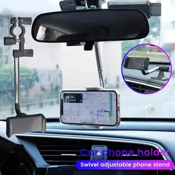 Поворотный на 360 ° Зеркальный держатель для мобильного телефона в автомобиле Универсальный Зажим Поворотный и выдвижной Автомобильный держатель для телефона GPS Держатель для мобильного телефона