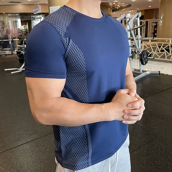 Мужская компрессионная футболка для бега, Дышащая футбольная толстовка, облегающая спортивная одежда, рубашка для фитнеса с коротким рукавом, защита от сыпи на тренировках