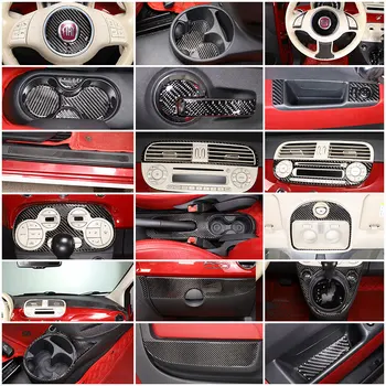 Для Fiat 500 2011-19 Автомобильная панель передач из настоящего углеродного волокна, наклейка для отделки центрального инструмента, набор автомобильных аксессуаров (мягкий углерод)