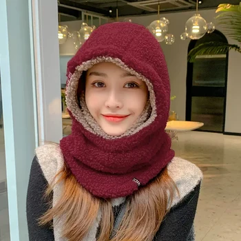 Женская шапка EUMOAN, осенне-зимняя корейская версия теплой шапки из овечьей шерсти, защитная для ушей, вязаная шапка для лица, утолщенная, антифриз, велоспорт h