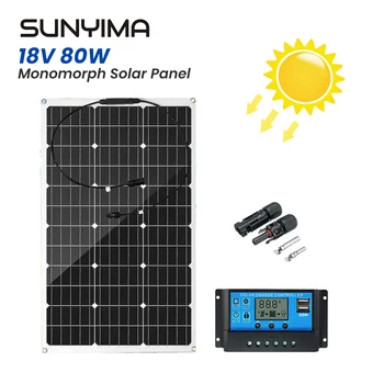 SUNYIMA 2шт 80 Вт Солнечная Панель 18 В Солнечная батарея + 100A Контроллер Солнечная Панель для Телефона RV Автомобильный MP3 PAD Зарядное Устройство Наружный Аккумулятор