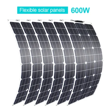 Гибкая солнечная панель 100 Вт 200 Вт 300 Вт 400 Вт 500 Вт 600 Вт 1000 Вт для лодки на колесах, автомобиля, дома, 12 В 24 В, зарядного устройства