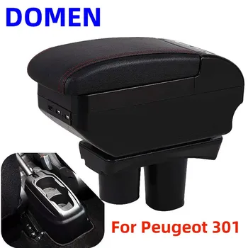 Для Peugeot 301 Подлокотник Коробка Детали интерьера Центральное содержимое автомобиля С выдвижным отверстием для чашки Большое пространство Двухслойная USB Зарядка